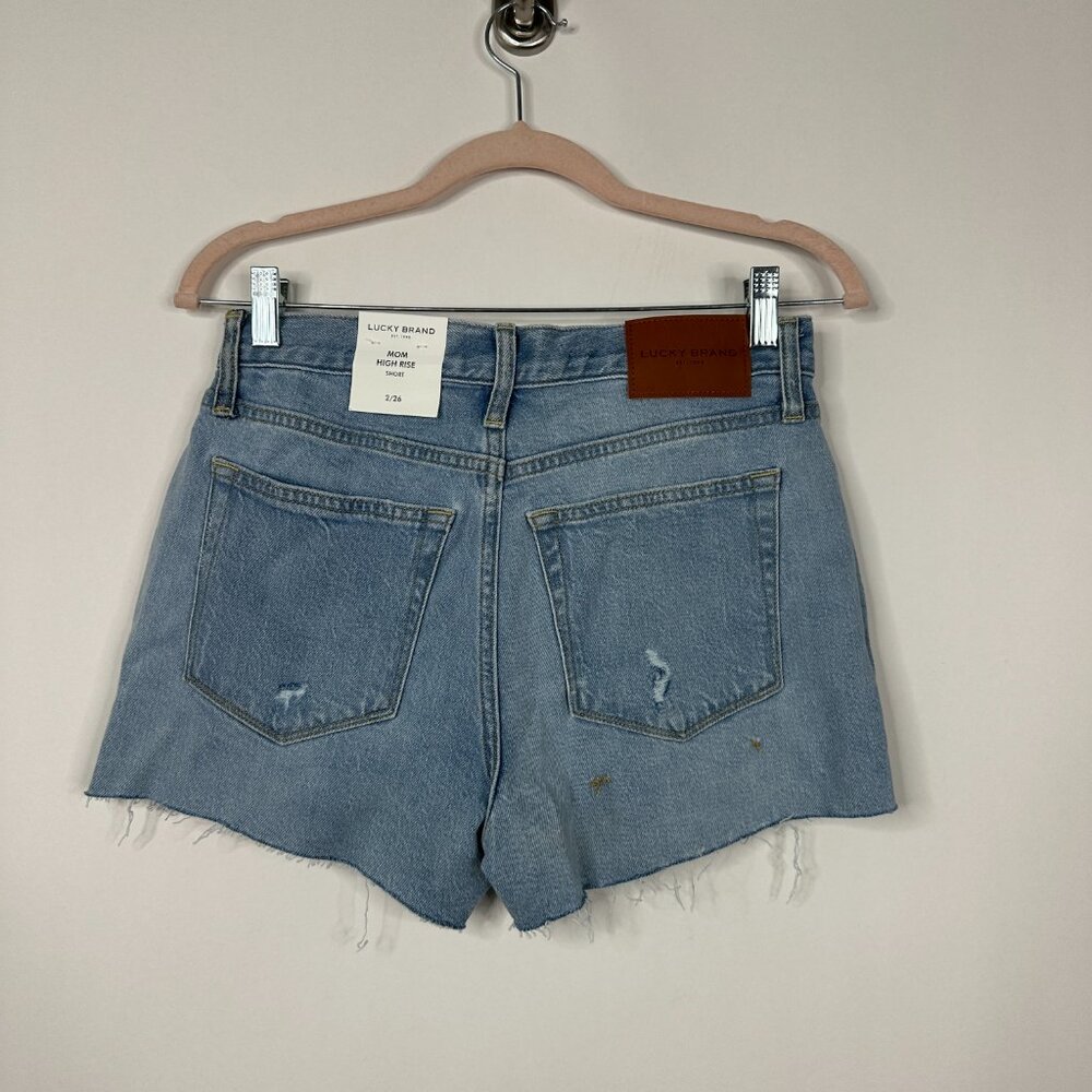 2/$30 NWT Lucky Brand High Rise Mom Short Distressed Jeans High Tide 26 #A1385 - Picture 7 of 11